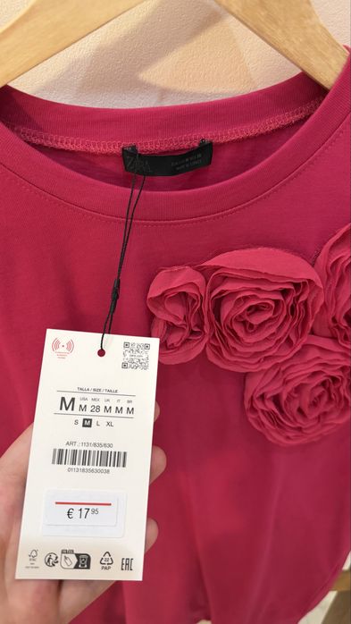 Футболки зара М zara фуксий и белая