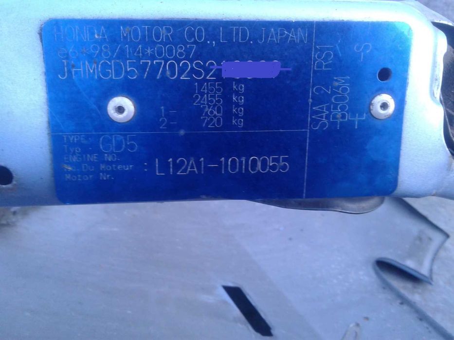 Honda Jazz 2 FL Klapa Drzwi Lampa Błotnik Tył Ćwiartka Próg Szyba Koło