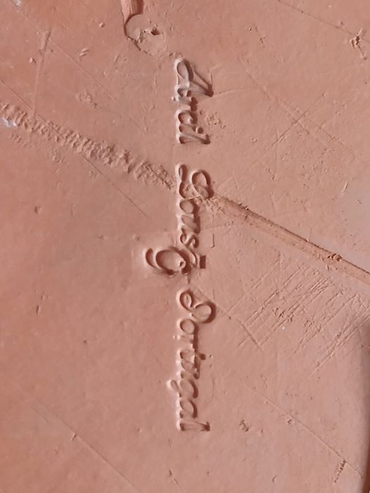 Prato decorativo em barro pintado