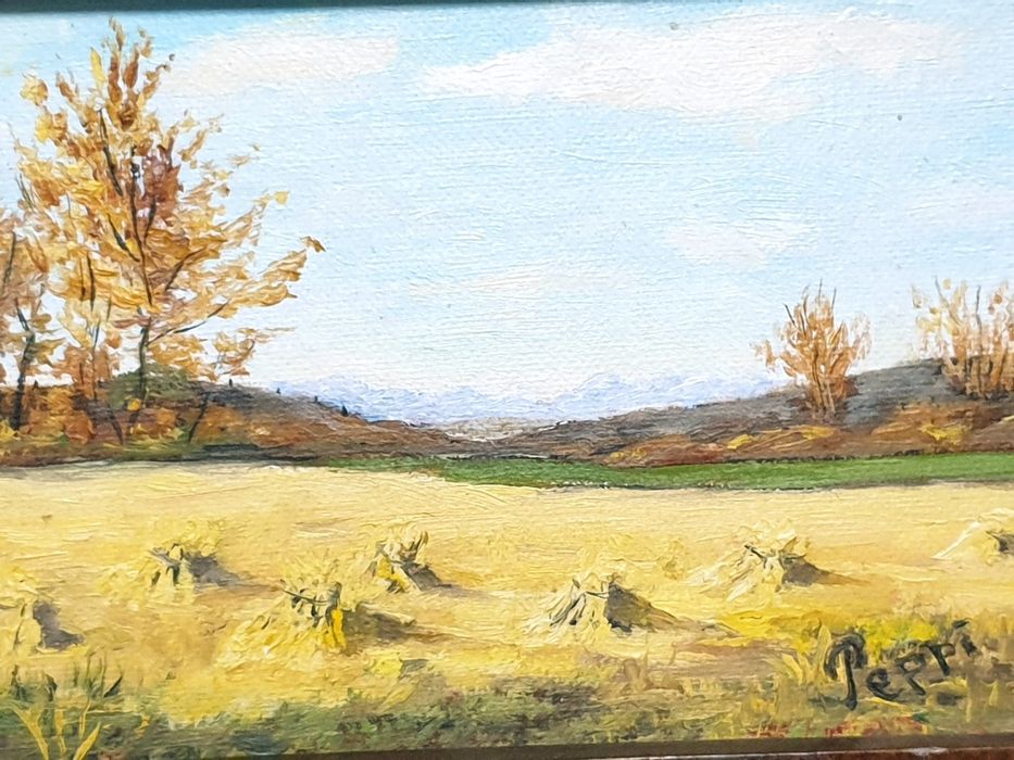 Linda pequena pintura  de paisagem em óleo sobre tela assinada