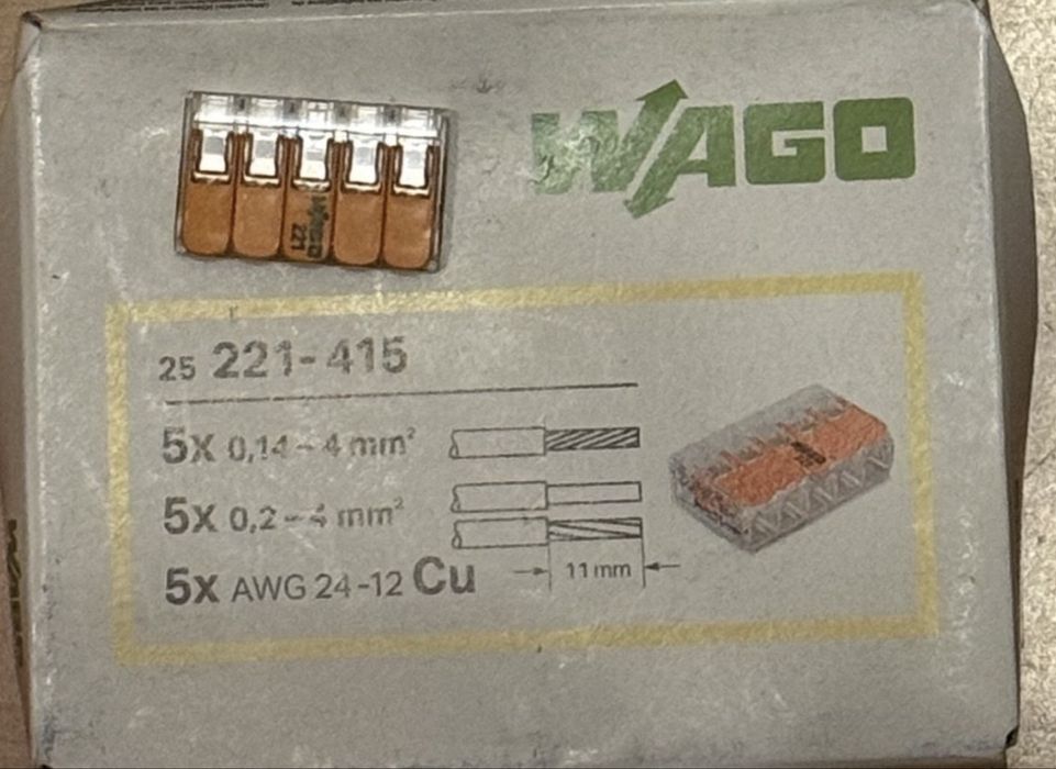 Клема швидкого монтажу Wago 221 -415 оригінал 100 %