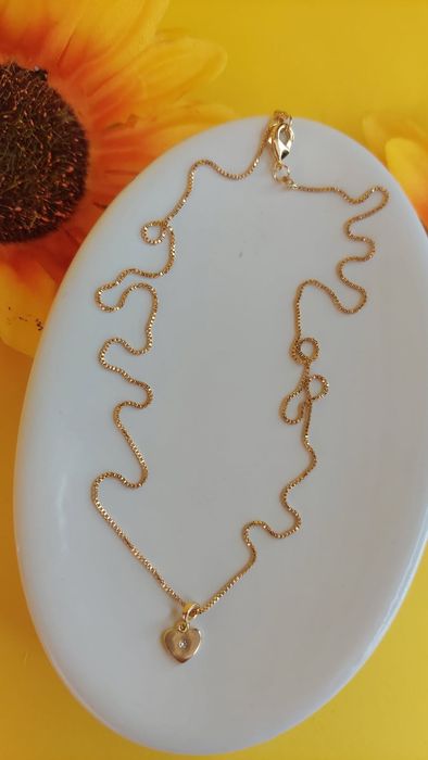 Colar coração folheado a ouro 18 k, semijoia de qualidade.