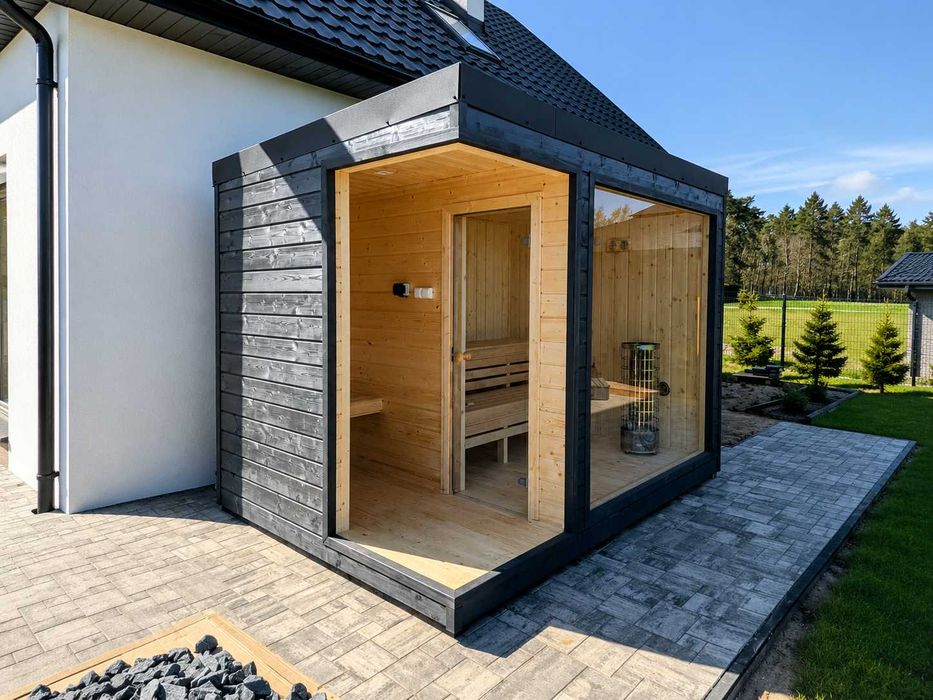 Sauna Ogrodowa Olaya 2 3,2x2,3  Witryna + Ocieplona + Piec