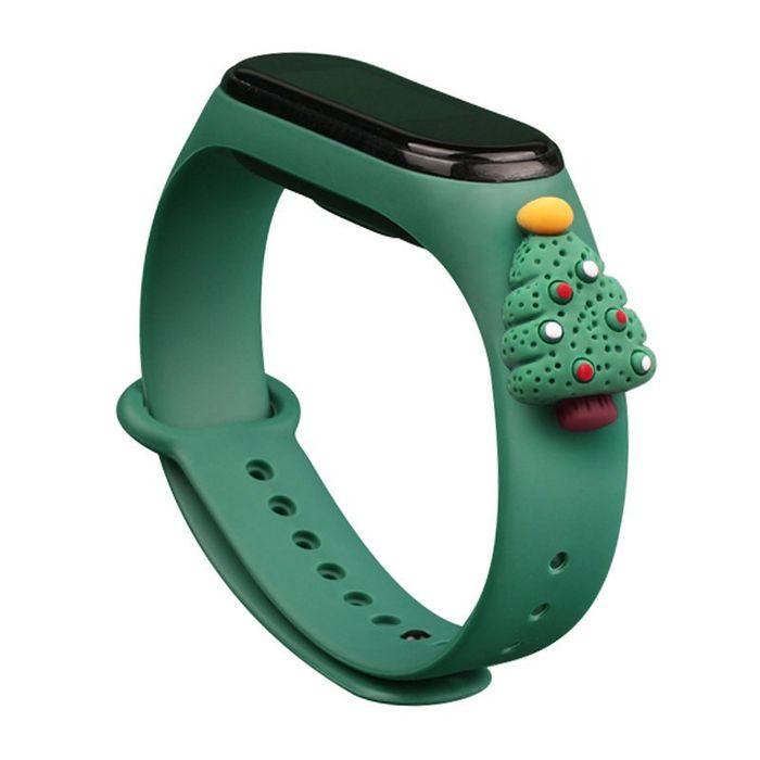 Opaska Xiaomi Mi Band 6 / Mi Band 5 Silikonowy Ciemnozielony Choinka 2