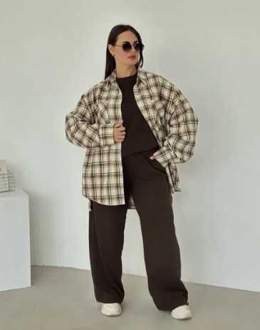 Стильна жіноча сорочка oversize в клітинку