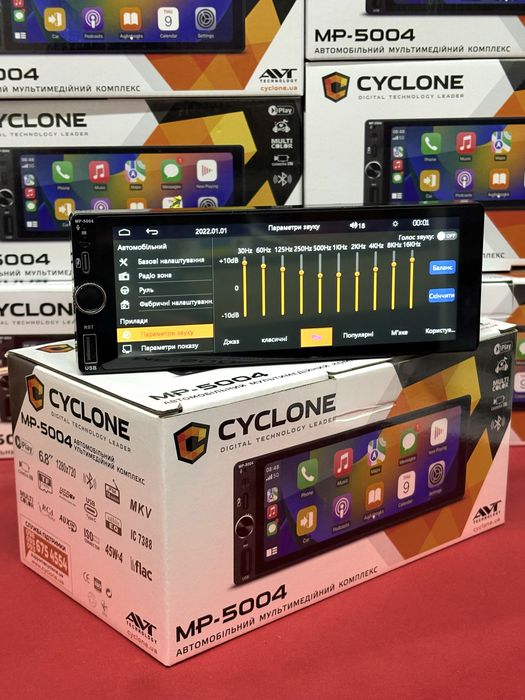 Автомагнітола 1 дін Cyclone MP-5004 Car play , великий дисплей