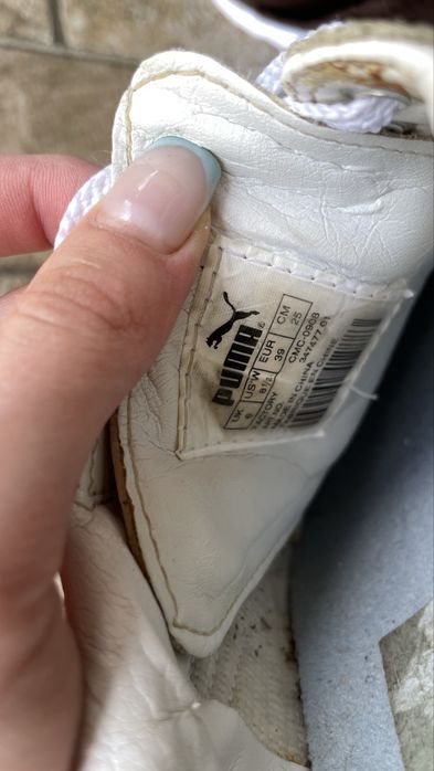 Шкіряні білі кросівки Puma з блакитним (кеди), розмір 39