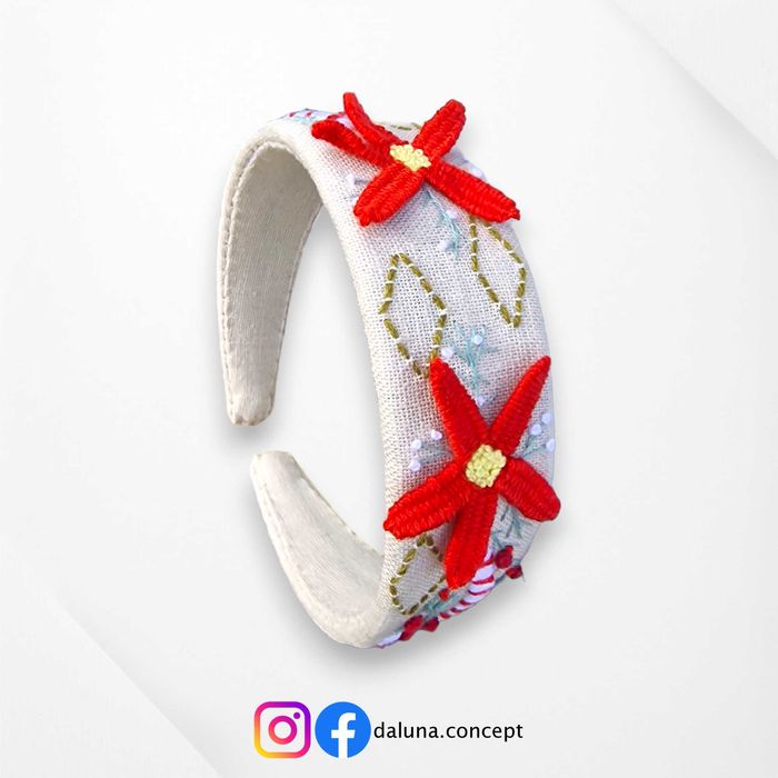 3D Hand embroidered headband - Christmas theme