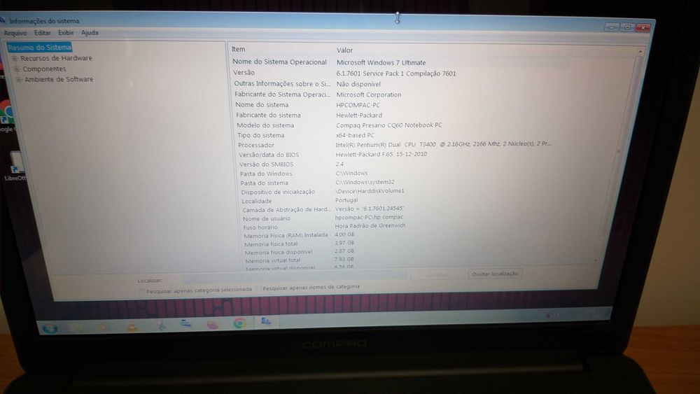 Portátil HP Compaq + Rato e teclado
