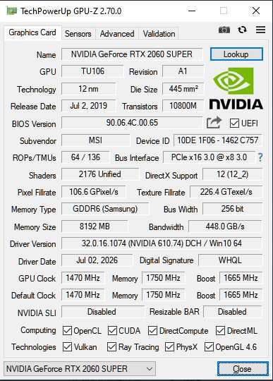 Karta graficzna MSI GeForce RTX 2060 SUPER 8GB GDDR6 – stan Idealny