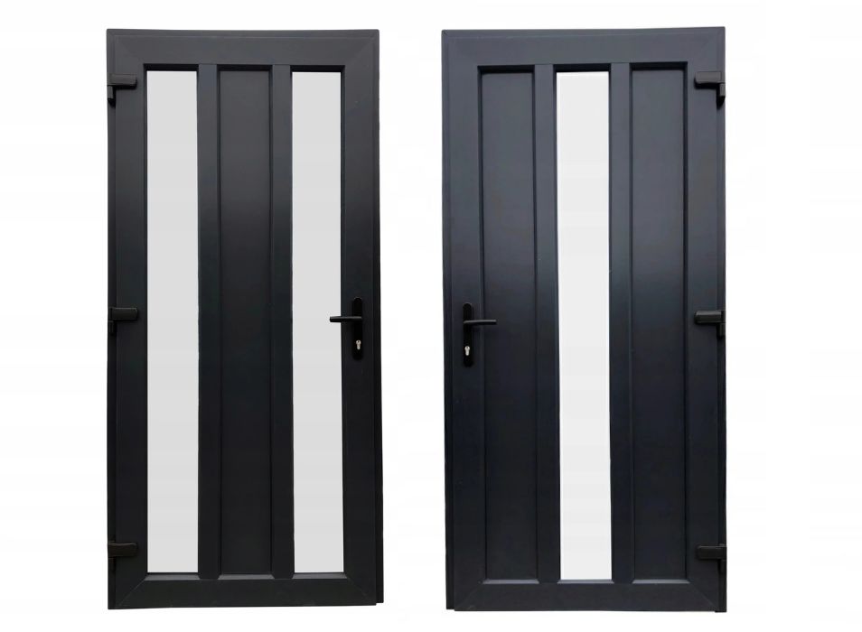Drzwi zewnętrzne PCV 1000x2100 antracyt OD RĘKI jak ALUMINIOWE