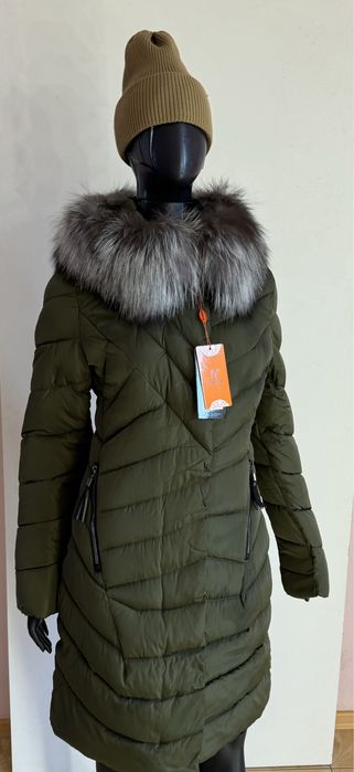 Sale!! Жіночий пуховик з натуральним хутром 42 44 46 пальто
