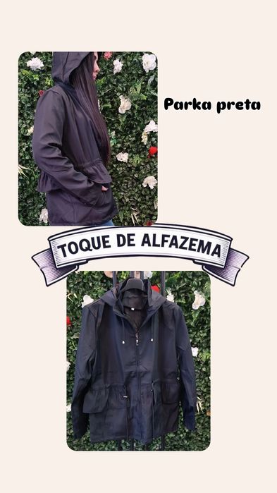 Parka preta leve e muito confortável