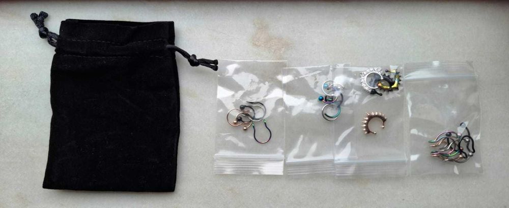 16 Piercings brincos falsos nariz helix (sem necessidade furo)    NOVO