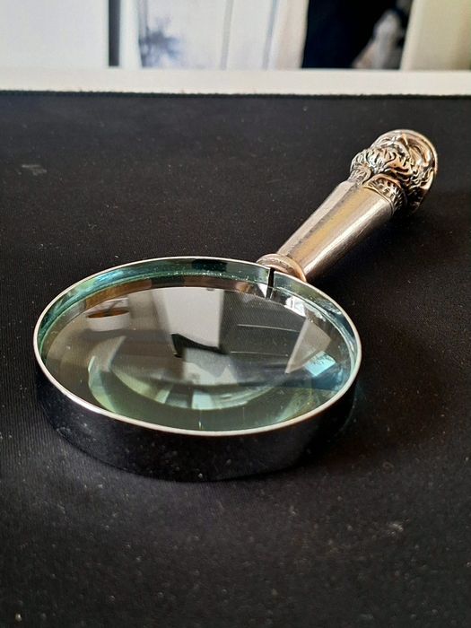 Stare Srebrne szkło powiększające unikat próba 925