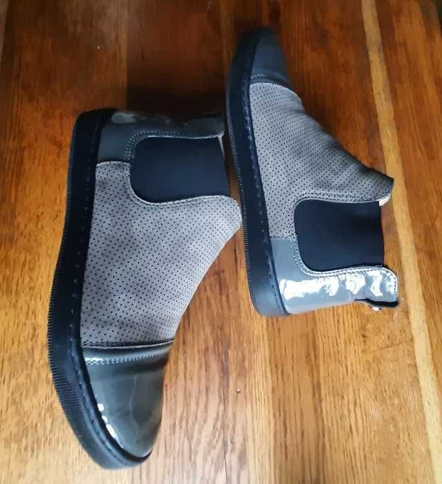 Sztyblety damskie, skóra, lakierki, stan jak nowe, buty rozm 38