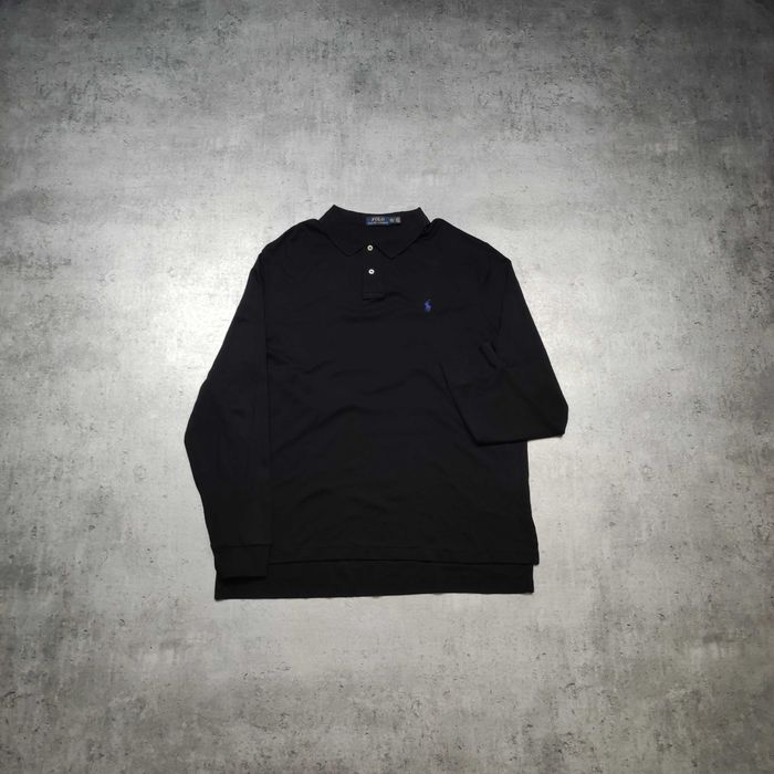 MĘSKA Koszulka PREMIUM Elegancka Długi Rękaw Czarna Polo Ralph Lauren