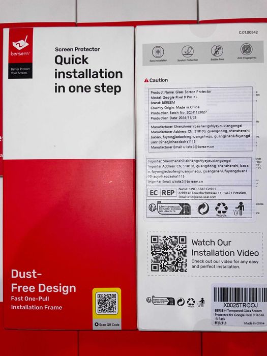 Película Vidro Temperado BERSEM Pixel 9 Pro XL – Pack 3 (Novo)