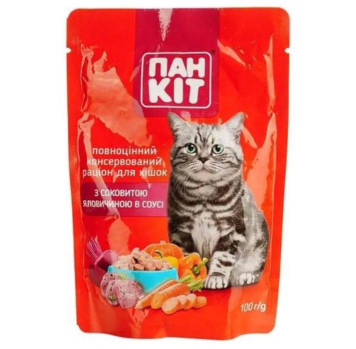 Вологий корм для котів / Влажный корм для котов Пан Кот, 100 г