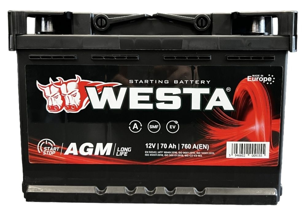 Акумулятори Westa AGM 6СТ-60,70,80,95,105