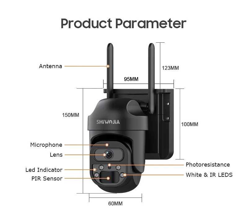 Зовнішня 4G камера SHIWOJIA Zoom 5MP сонячна панель акумулят 7800 mAh