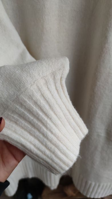 Długi sweter, ecru basic