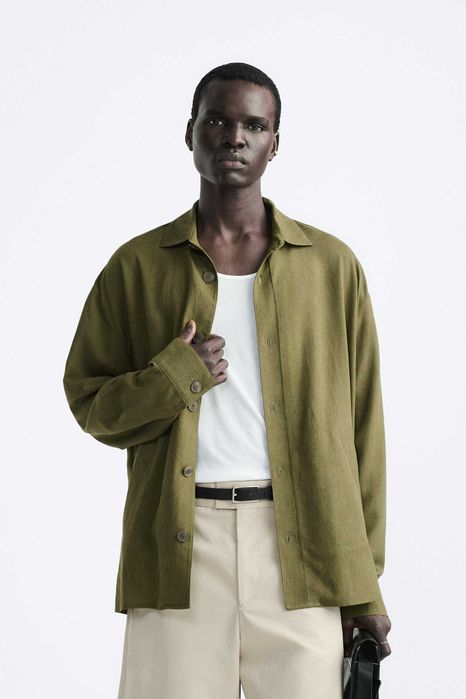 Віскозно-лляна сорочка Zara L-XL