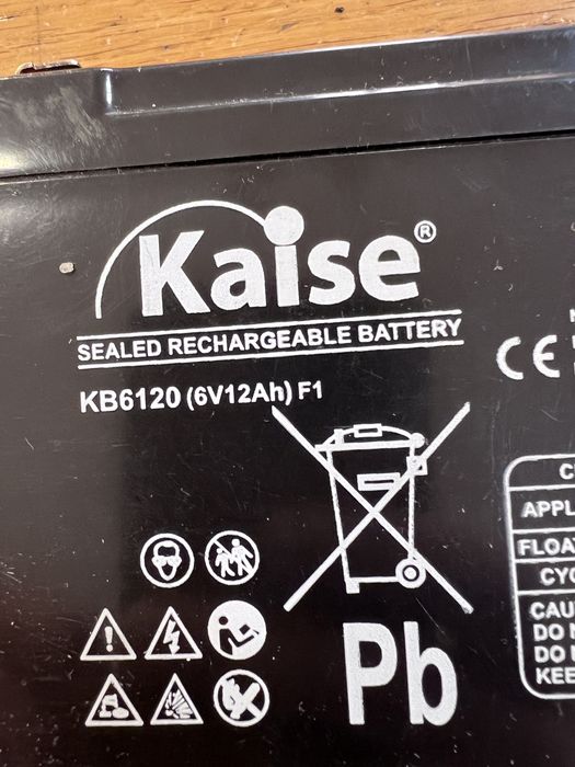 Bateria Recarregável Kaise 6V 12Ah (Nova) – Modelo KB6120 F1