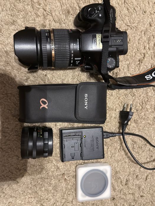 Sony A57 + 2 obiektywy + lampa + statyw cały komplet