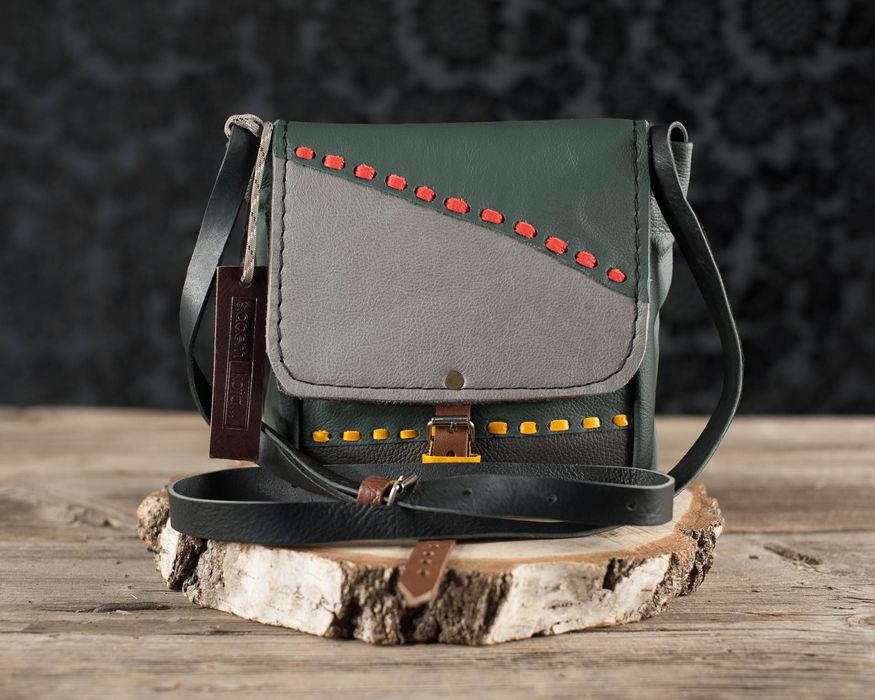 torebka unikatowa patchwork szara zieleń