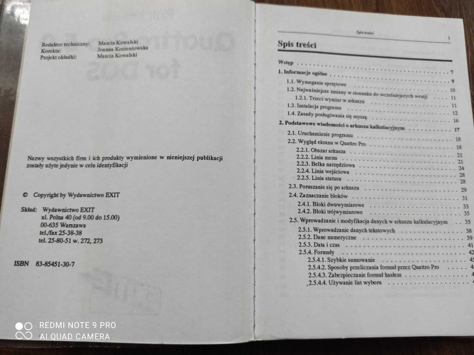Książka "QUATTRO PRO for DOS"