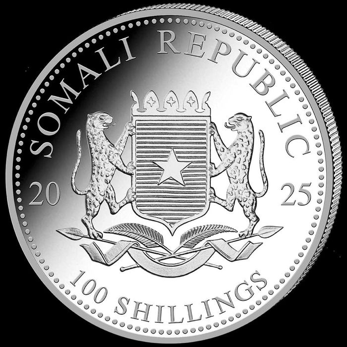 Серебряная монета 1 унция -  Слон - Цвет - 2025