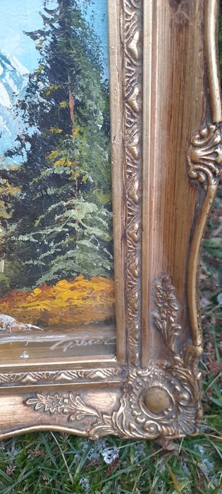 Antyk,przepiękny obraz na płótnie w ślicznej złoconej drewnianej ramie