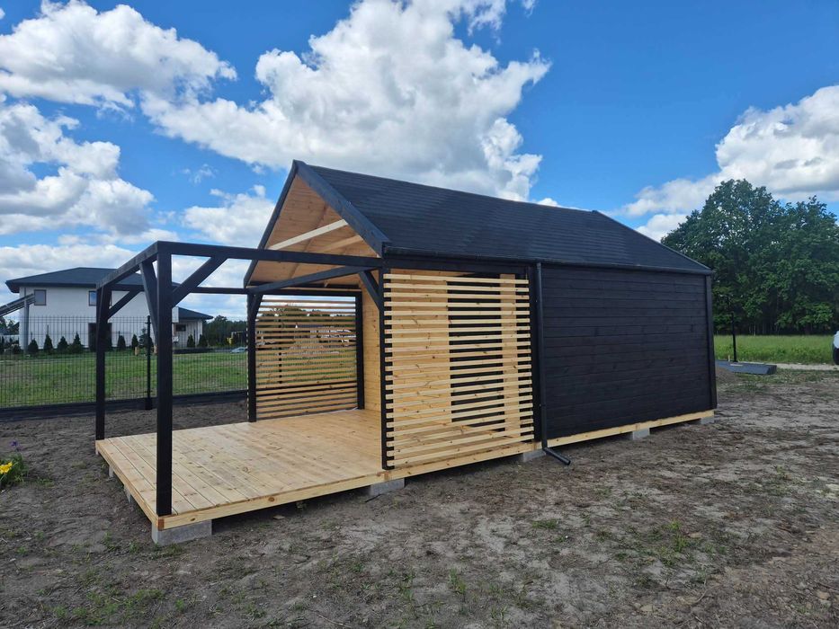 Domek narzędziowy • • • • G10 z werandą • • • • 4x7 m nowoczesny DREWNOTRIK