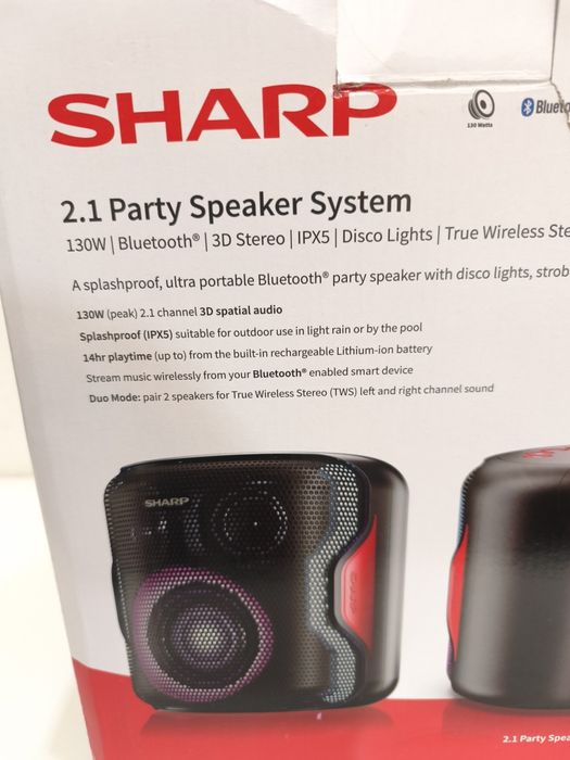Power Audio SHARP PS-921 130W, Bluetooth, Bateria 14 godzin, IPX5