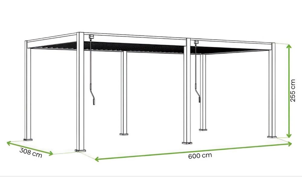 Pergola tarasowa ELEGANCE 3 × 6 m - antracyt/jasnoszary