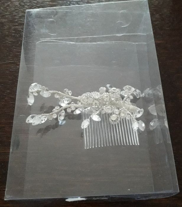 Ozdoba do włosów ślubna (grzebyk), NOWA w opakowaniu z salonu sukien