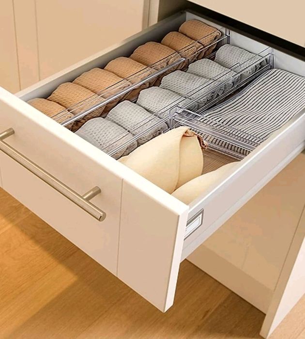 Divisórias de gaveta transparentes