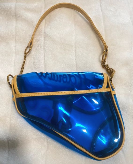mala retro sporty transparente azul