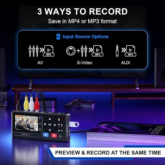 Konwerter VHS na format cyfrowy Portta CHR101 z pilotem 1080p