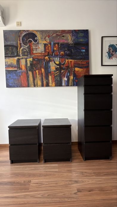 IKEA MALM – Cómoda + 2 Mesas de Cabeceira