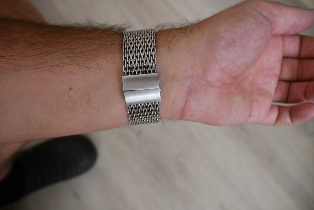 Zegarek Ascot chronograf bransoleta mesh mesz stalowy