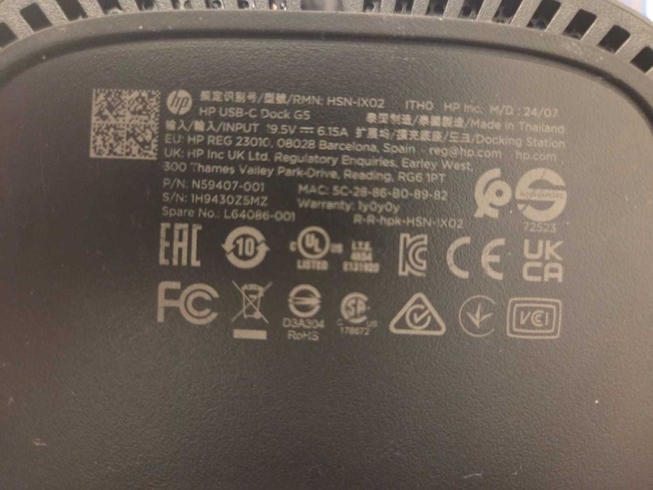 HP dock G5 USB-C HSN-IX02 stacja dokująca