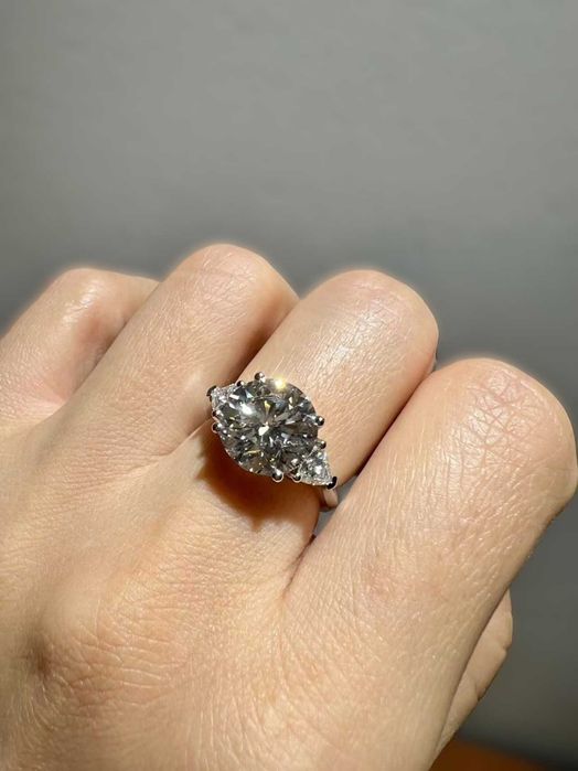 Pierścionek PT950 z diamentem 5.03ct Lab Grown | VS1 F | Serce | Nowy