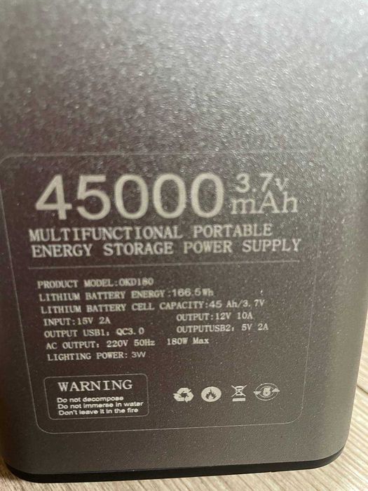 Портативна зарядна станція PowerBank 45000 mah 220 v