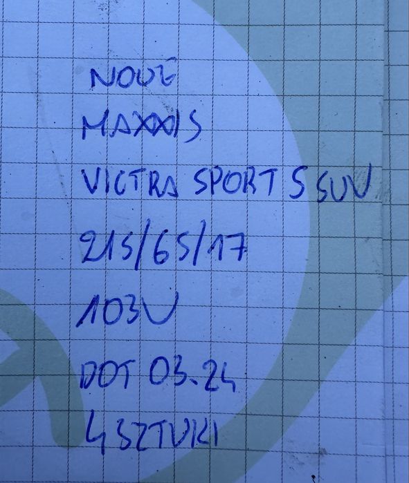 4X NOWE Maxxis Victra Sport 5 SUV 215/65 R17