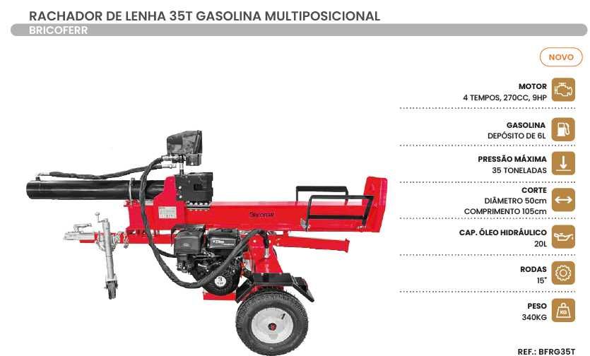 Rachador de Lenha a Gasolina 27 e 35 Ton JL20