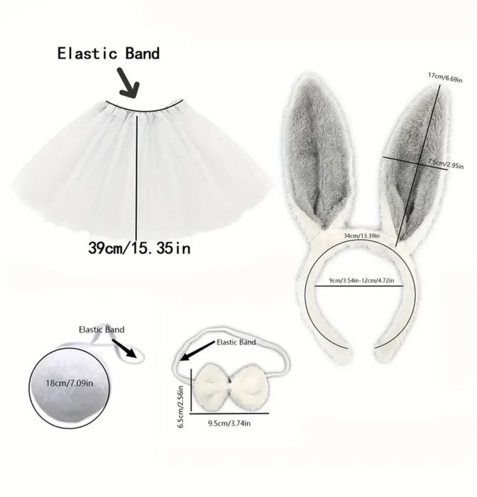 Strój przebranie kostium Królik króliczek zając puszy ogon spódnica
