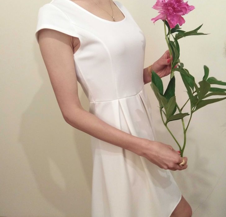 Biała sukienka z plisami tenis style white dress Balerina pleated dres