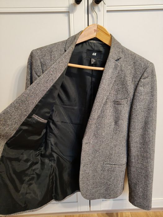 Marynarka tweedowa melanż wełna HM H&M rozmiar 46 S